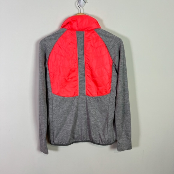 Title Nine Women’s Gray and Neon Coral Long Sleeve Zip Up Lightweight Jacket - Picture 4 of 6